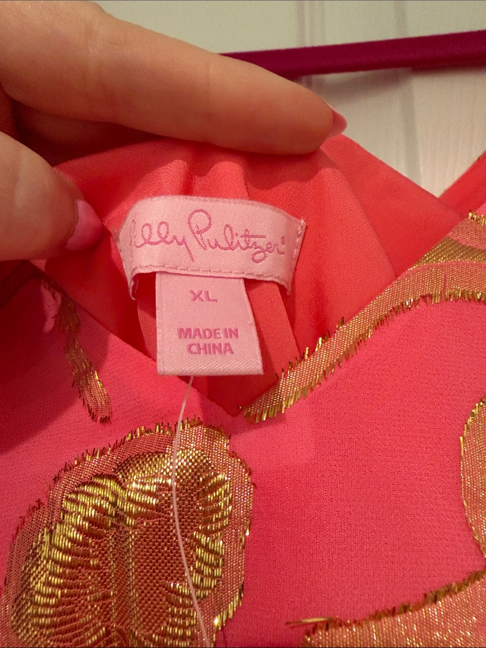Lilly Pulitzer Hot Pink and Gold Floral Silk Camisole - Picture 2 of 3
